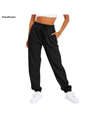 Fleece Lined Baggy Sweatpants High Waisted Cuffed Joggers Women
